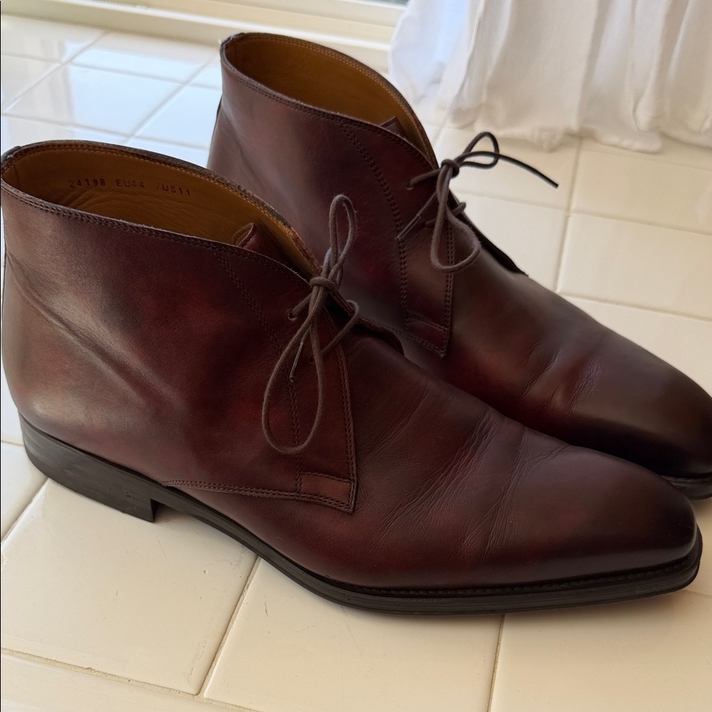 Men's Magnanni  brown/Burgundy Leather Dress shoes boots
